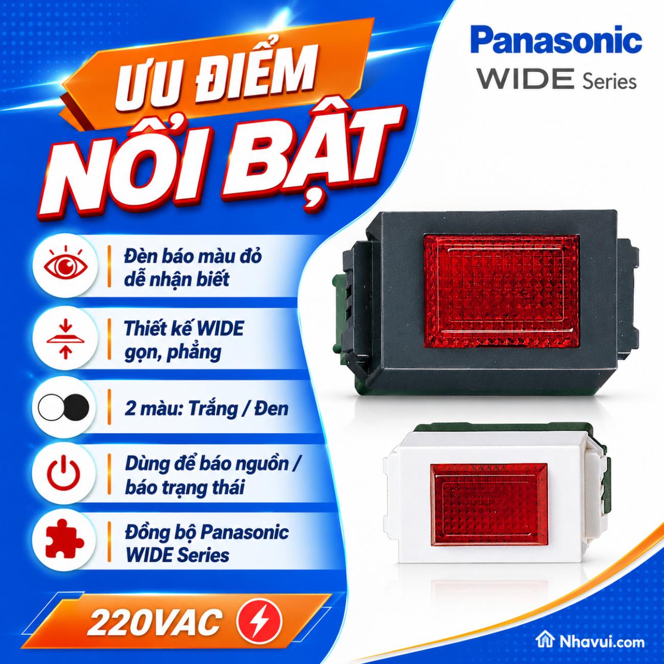 Đèn báo màu đỏ Panasonic WIDE Series 220VAC